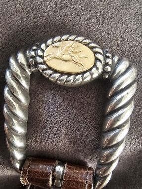 Vintage '95 Brighton Museum Collection Greco-Roman Coin Lizard Belt Brown Size L